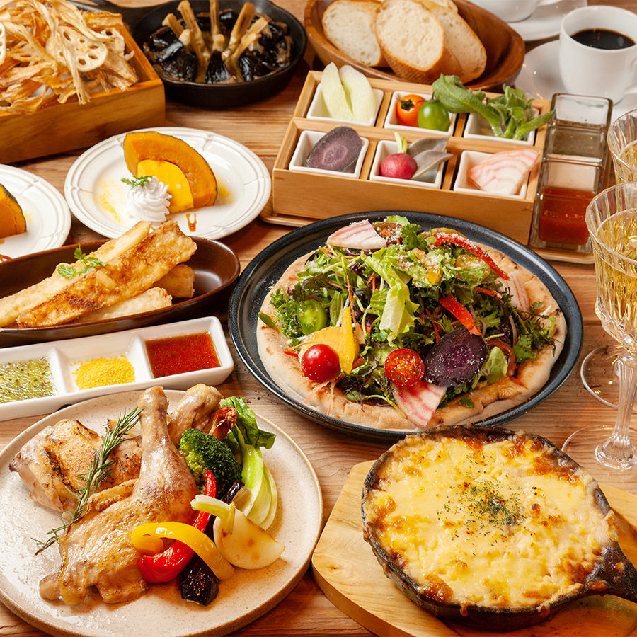 やさいの王様 用賀店 【飲み放題付!ファーマーズピザや低温調理チキンなど人気メニューを集めた特別コース】